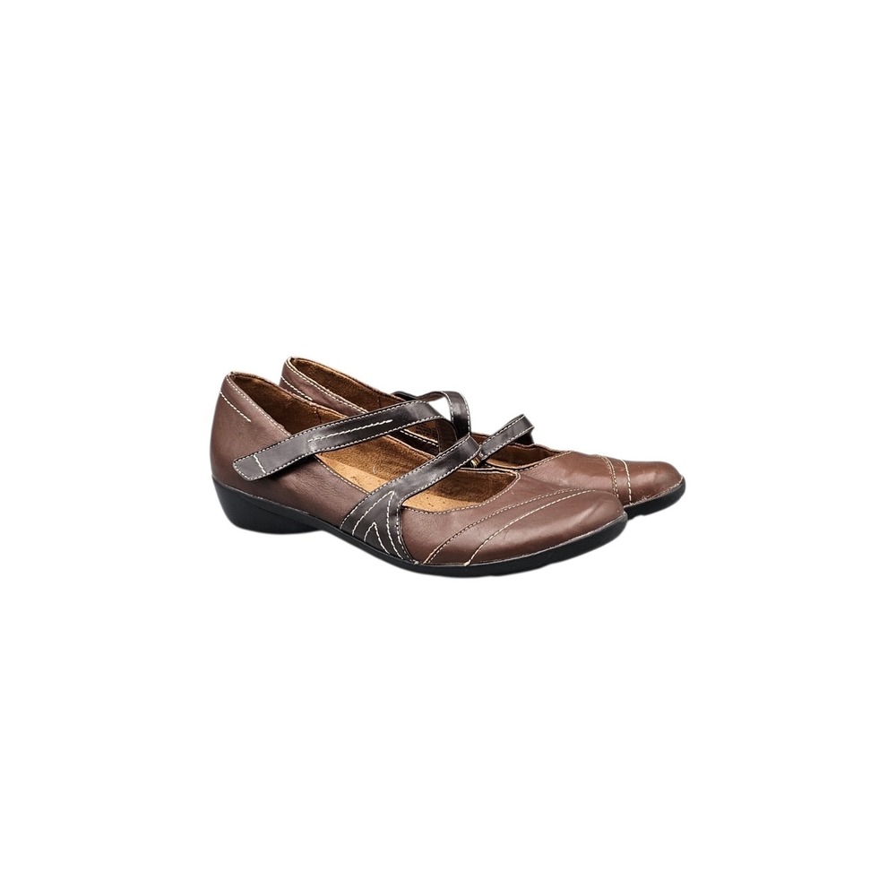 Naturalizer Nelson Brown Leather Strappy Mary Jane Wedge Shoes Womens 10 M